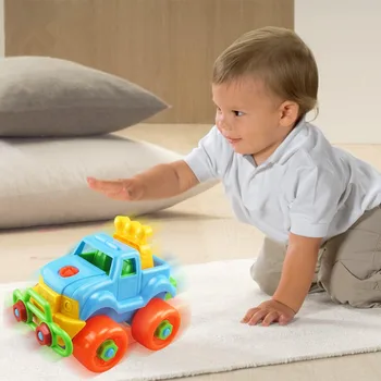 

Kids Cartoon 3D DIY Assembly Vehicle Car Train Plane Building Take-Apart Screwing Building Block Screw Blocks Tinker Tools Toy