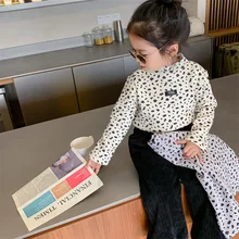 

Korean Children'S Clothing 21 Autumn And Winter New Medium And Small Sets Of Girls Plus Velvet Thickening Bottoming Shirt Girl B