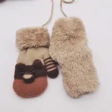 Зимние теплые толстые вязаные перчатки для маленьких мальчиков и девочек, вязаные варежки с рисунком из мультфильма, новые перчатки