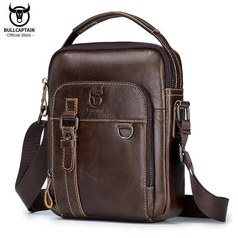 BULLCAPTAIN Fashion Men's Shoulder Bag Leather Messenger Bags Male Bolsos Crossbody Bags Quality Man's Handbag Travel For Ipad