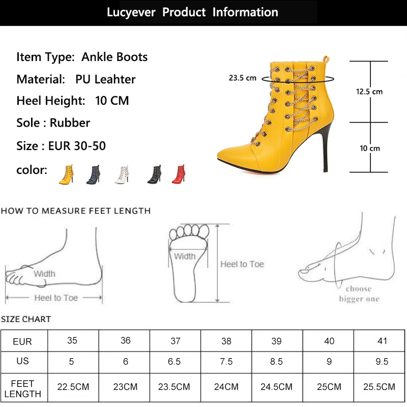 Lucyever/женские ботильоны из искусственной кожи модные ботинки в стиле панк с острым носком на тонком высоком каблуке и цепочкой обувь на шпильке; большие размеры 30-50; zapatos mujer