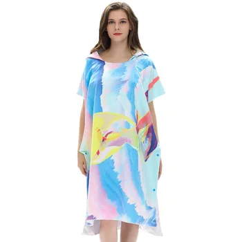 

Rainbow Surfing Printing Changing Robe Bath Towel Fashion Outdoor Adult Hooded Beach Towel Poncho Women Bathrobe Towels