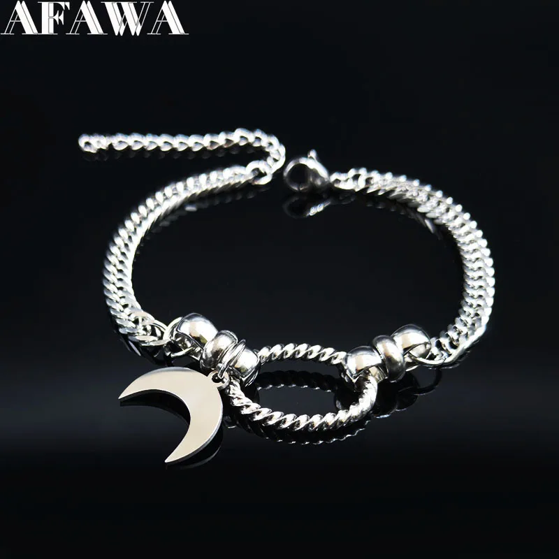 Новая мода Moon браслеты из нержавеющей стали для женщин серебряные цветные браслеты ювелирные изделия bransoletki damskie B18485