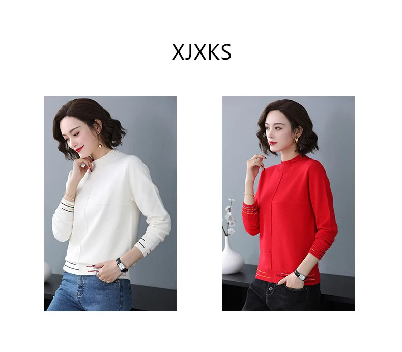 XJXKS, высококачественный кашемировый вязаный свитер, Женский пуловер,, осень, зима, новинка, удобный, теплый, Повседневный, женский свитер