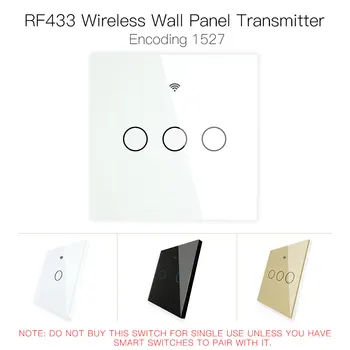 

RF433 MHz Wireless Wall Glass Panel Transmitter Switch Remote Controller Work with WiFi Smart Control Sticky Switch Receiver