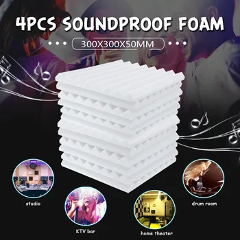 

4Pcs 300X300X50mm Soundproofing Foam Acoustic Panels Noise Reduction Absorption Wedge Tiles Sound Insulation KTV Studio Room
