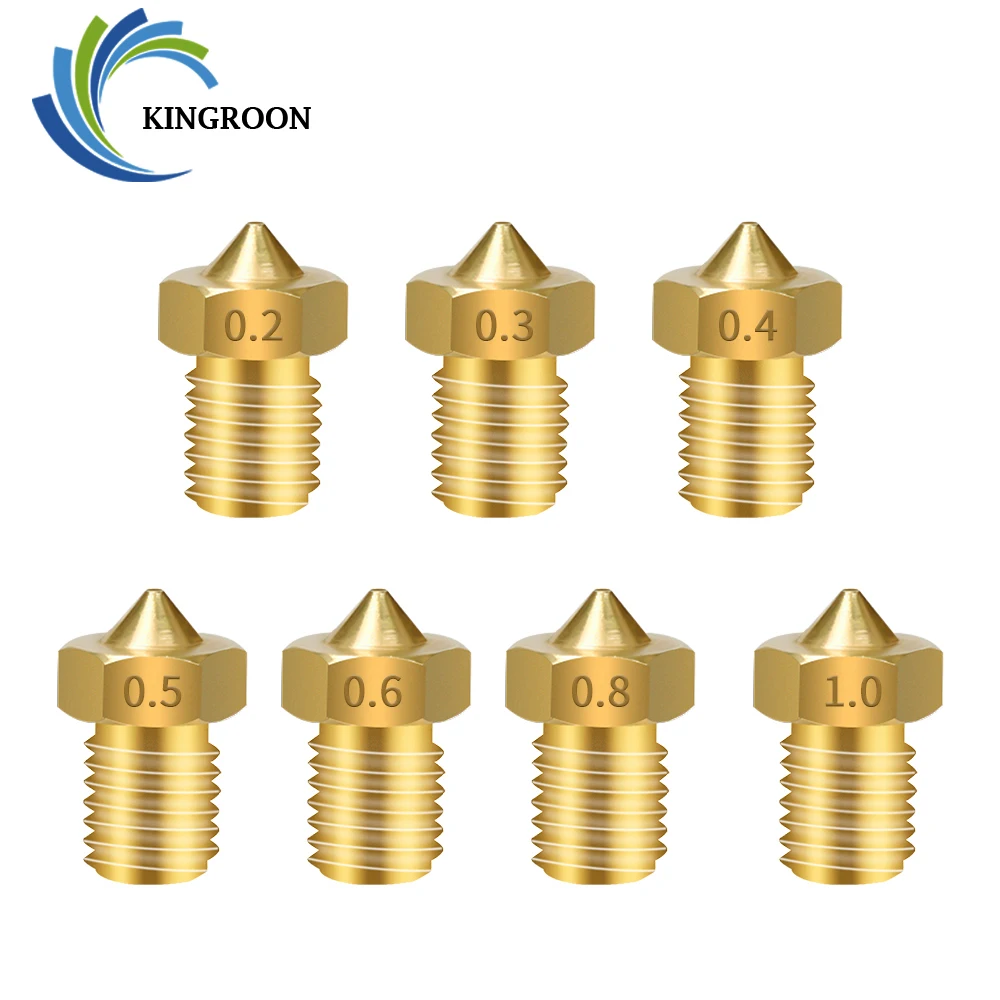 KingRoon 10 шт. V5 V6 E3D сопло 0 2 3 4 5 6 8 1 мм деталь для 3D принтера M6 резьба все металлические