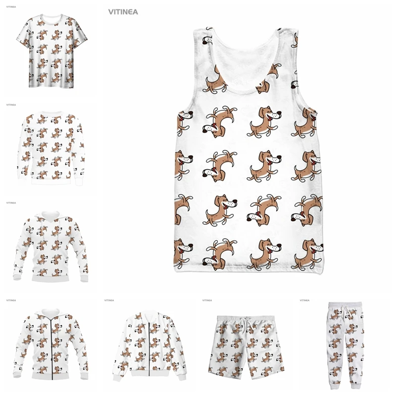 

vitinea New 3D Full Print cheerful-dog T-shirt/Sweatshirt/Zip Hoodies/Thin Jacket/Pants Four Seasons Casual R76