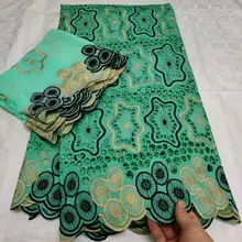 Новые поступления швейцарская хлопковая кружевная ткань вышивка африканская кружевная ткань Зеленые нигерийские кружева вуаль ткань для свадебной вечеринки 5+ 2 ярдов