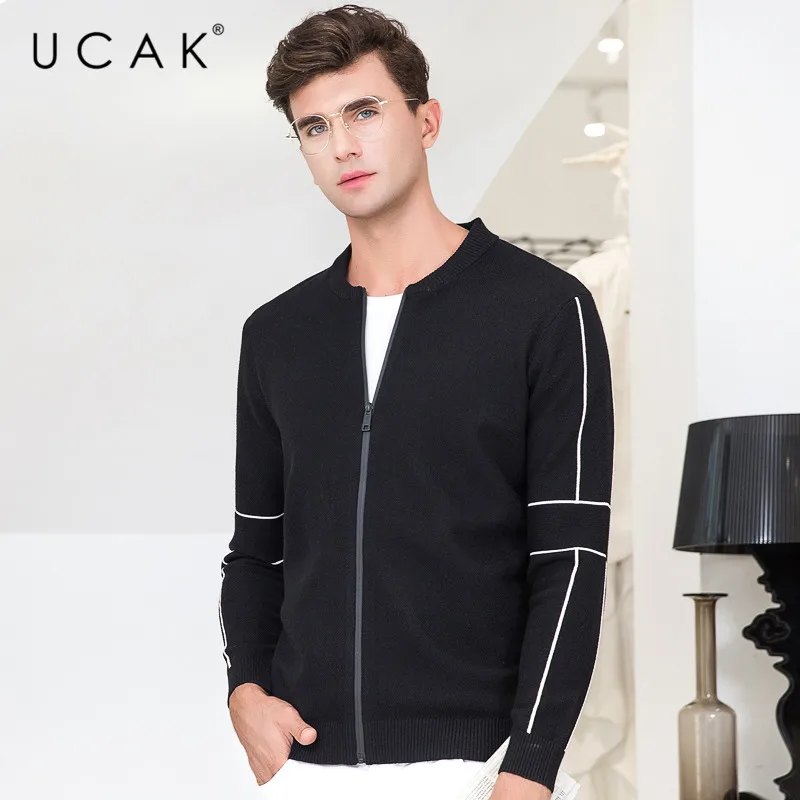 Promotion UCAK Brand Sweater Men Cotton Knitwear Streetwear Fashion Coat Men 2019 New Arrival Autumn Winter Warm Cardigan Men Coats U1010