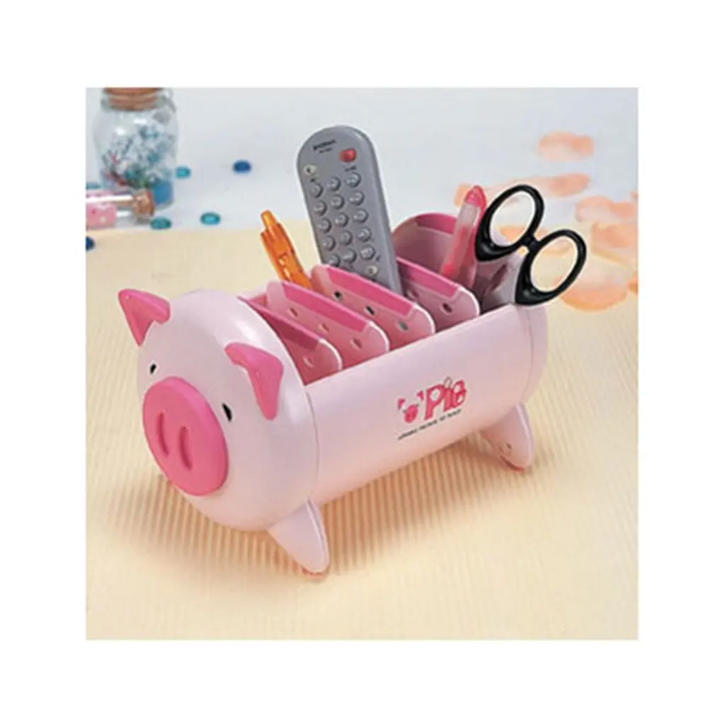 HQS-B151, креативная Милая коробка для хранения в форме свиньи, мультяшный Настольный органайзер для мелочей, ручка, телефон, ножницы, контейнер