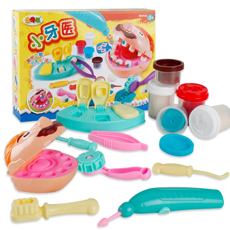 

New Tooth Extraction Toy Children's Small Dentist Barber Colored Mud Plasticene Tool Mold Set Clay Hot Sale