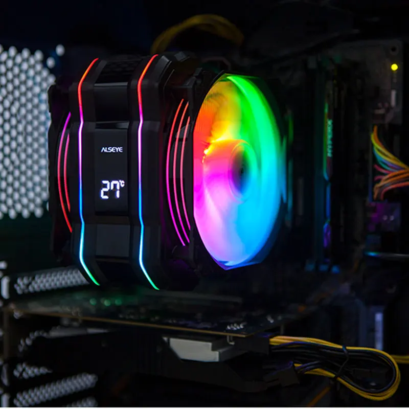 Alseye Cpu Cooler Rgb 120 mm Pwm Cooler 6heat-pipe para Intel Lga1200 Cobertura Superior Iluminação Temperatura Display Rgb Cpu Cooler para pc Ventiladores e resfriadores - Imagem 5