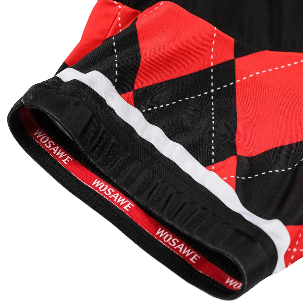Comfortable 80% Polyester + 20% Spandex Black and Red Grid Summer Cycling Shorts for Outdoor Sports
