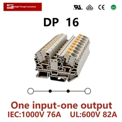 Dinkle cabo de alimentação com jaula de mola, plugue de tração, conector elétrico, bloco de terminais com trilho din, devolução, 16
