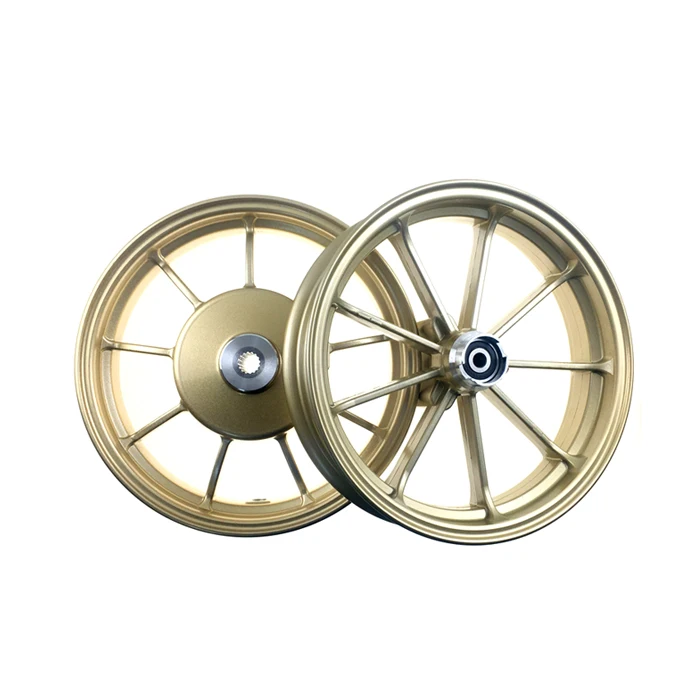 Стиль мотоцикл изменение колеса дисковый тормоз для Yamaha JOG50 пробежки Z/R 3KJ 3YJ ZR 10-дюймовая шпилька для Алюминий сплава передняя и задняя обод колеса - Цвет: Золотой
