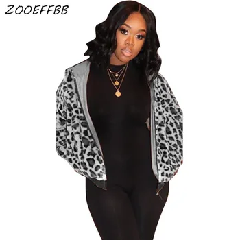 

ZKYZWXLeopard Fluffy Fleece Bomber Jacket 2020 Fall Winter Clothes Long Sleeve Hooded Coats Outwear Ropa Mujer Women Tops
