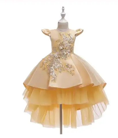 Платье для девочек; рождественские детские вечерние платья; платье маленькой принцессы; свадебное платье; одежда для детей 1, 2, 3, 6, 8 лет - Цвет: Цвет: желтый