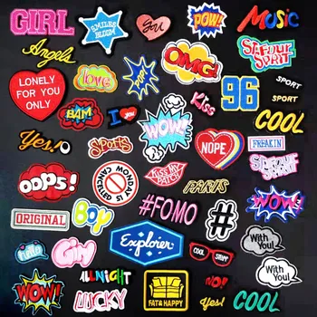 

POP POW WOW OMG COOL DIY Iron on Patch for Clothing Embroidered Sewing Applique Sew On Patches