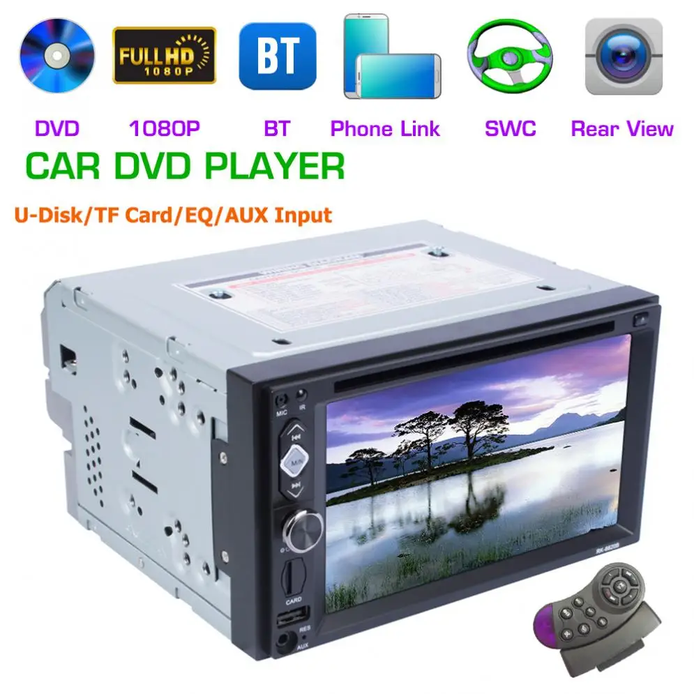 

6.2 Inch 2 DIN Bluetooth HD Digital Screen Touch Screen Car DVD Player Andriod Support Mirrorlink / Wireless Remote Control