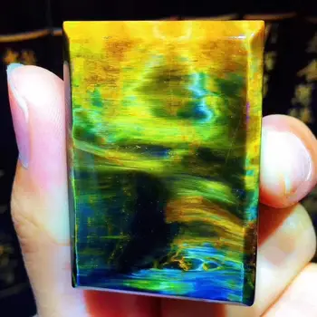 

Natural Yellow Blue Pietersite Chatoyant Rectangle Pendant 45x30.3x8mm Women Men Best Stone Crystal Gemstone From Namibia AAAAA