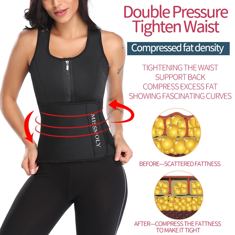 Neoprene Shapewear Sauna Suit Top Vest Adjustable Waist Trainer Slimming Women Weight Loss Adjustable Tummy Shaper Modeling Belt