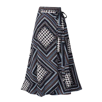 

Print Pleated Skirt Women Elastic High Waist Side Pockets Skirts Elegant Female Bottom Size M-5XL