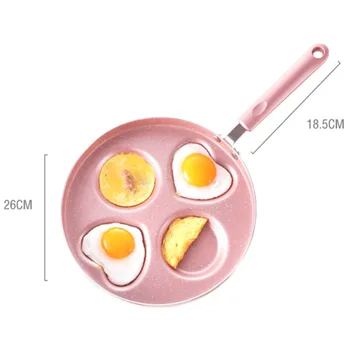

26CM 4 Slots Omelet Frying Pans Heart Shape Egg Mould Nonstick Breakfast Maker Cookware for Gas Cooker