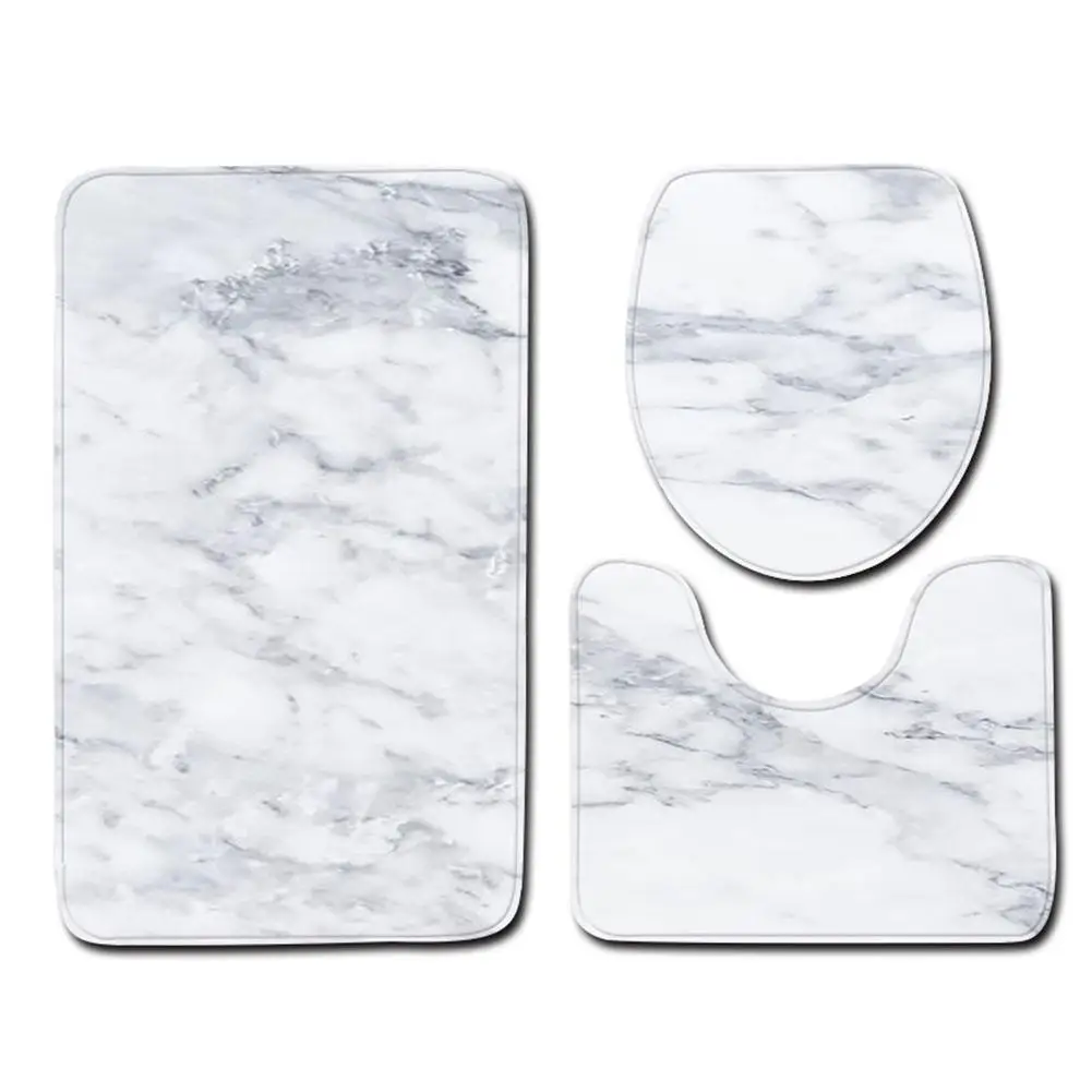 

3Pcs/Set Bathroom Decoration Mat Memory Carpet Rugs Marble Printed Toilet Set Living Room Door Stairs Bathroom Foot Floor Mats