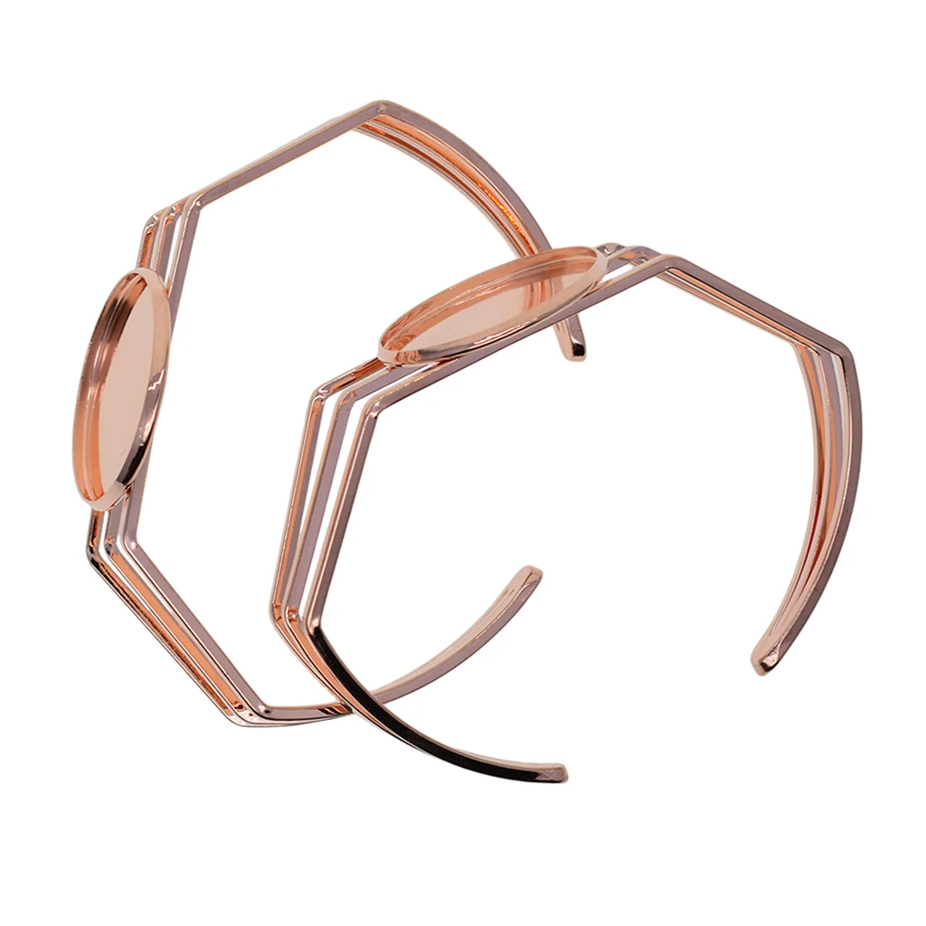 High Quality 25mm Copper Plated Bangle Base Bracelet Blank Findings Tray Bezel Setting Cabochon Cameo DIY Woman Fashion Jewelry