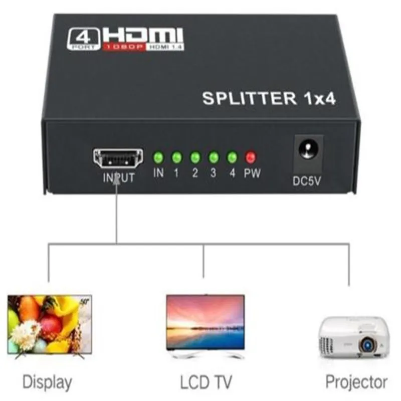 HDMI сплиттер 1 в 4 выход Full HD 4-портовый концентратор ретранслятор усилитель v1.4 3d 4k 1080p для HDTV DVD для PS3 Xbox