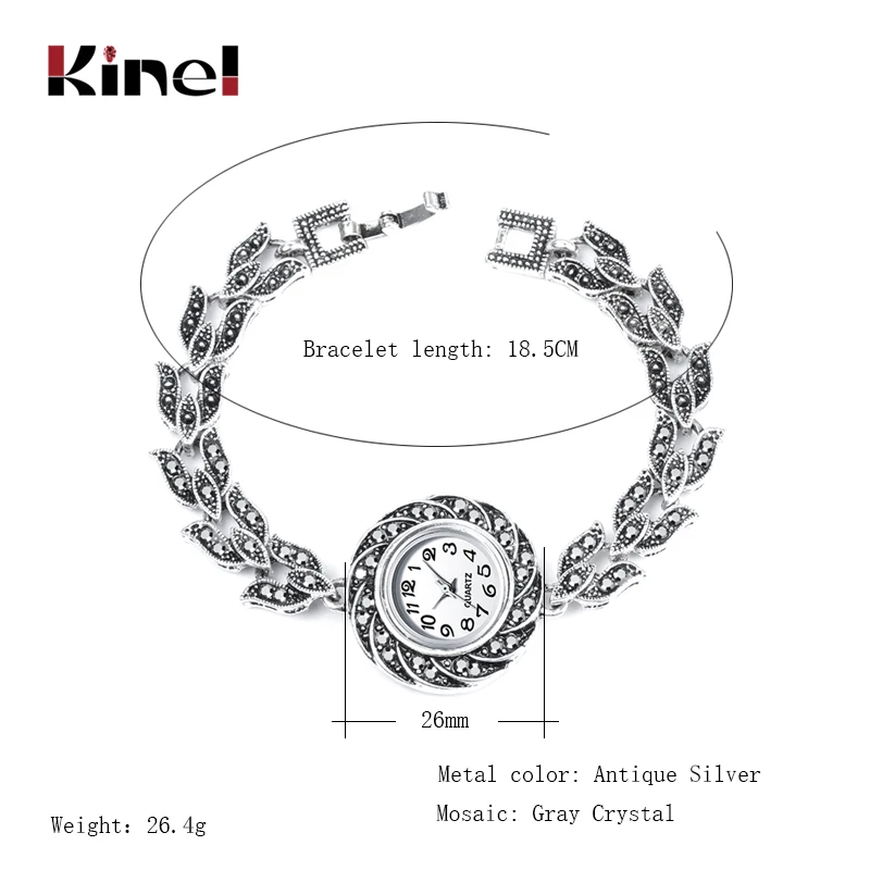 Модные женские часы Kinel античный серебристый цвет роскошные яркие черные