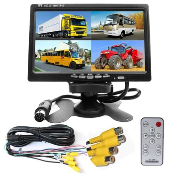 

Uvusee DC12V-24V 7" LCD Monitor 4CH Quad Split Screen Video input For Car truck Front Rear Side View Camera