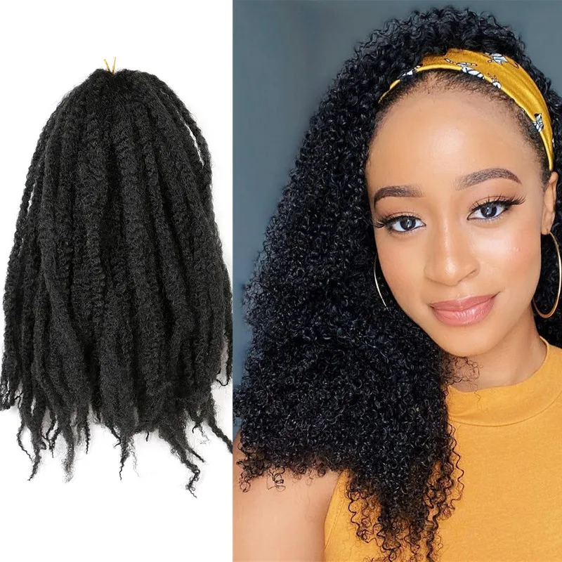 Full Star Synthetic Crochet Braid 18" Afro Kinky Curly Marley Braids Yaki Ombre Braiding Hair Extensions Bulk Black Brown Bug