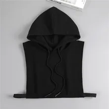 Women Girls Fake Collar with Hoodie Cap Autumn Ladies Half-Shirts Sweater Decorative Sunscreen Hat Clothes Accessories
