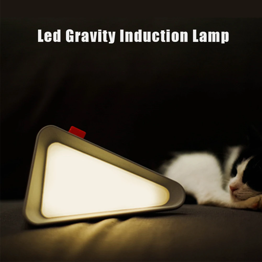 

Living Room Triangle Gravity Sensor Flip Lamp Desktop Night Light Led Office Energy Saving Sleeping Decorative ABS Lightweight
