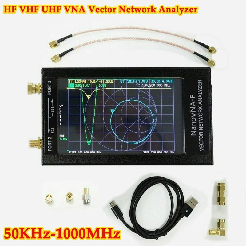 

50KHz-1000MHz NanoVNA-F 4.3 Inch LCD Display HF VHF UHF VNA Vector Network Analyzer