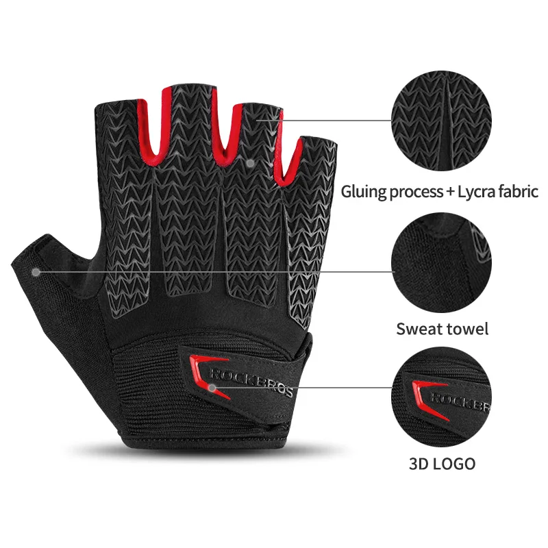 ROCKBROS Pro велосипедные перчатки с открытыми пальцами гелевые подушечки противоударные Мужские Женские весенне-летние спортивные Нескользящие перчатки Guantes Ciclismo