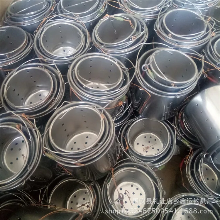 

Stainless Steel Metal Play Nest Device Four-piece Set Stainless Steel Sink Sprinkle Tableware Bait Play Nest Device Fishing Gear