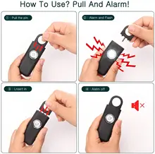 O alarme de segurança original auto defesa sirene portátil para mulher com sos led light & mosquetão ajuda anciãos & crianças chamada de emergência