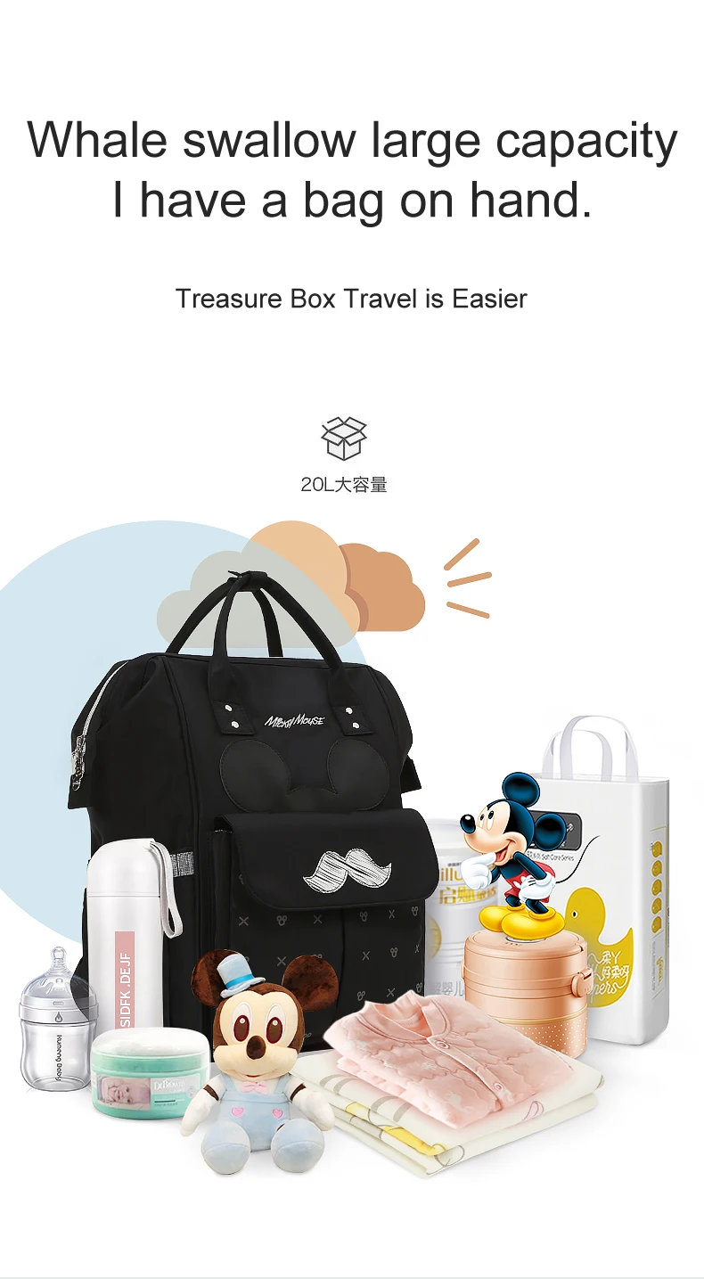 Disney Микки и Минни Маус Детские USB сумки для подгузников рюкзак Mommy Bag Дорожная Водонепроницаемая детская коляска мешок Мумия Детские многофункциональные сумки