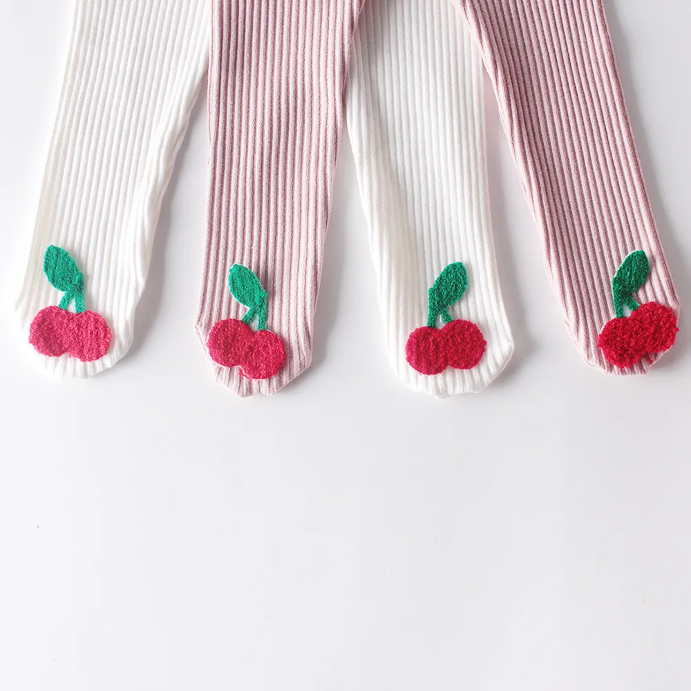 Menina com Nervuras Bebê Leggings Roupas Recém-nascidos Calças Footed Cereja Bonito Bottomed Longas Infantis Meninas Puro Algodão pp Meia-calça 5 High Quality Mamãe e Bebê