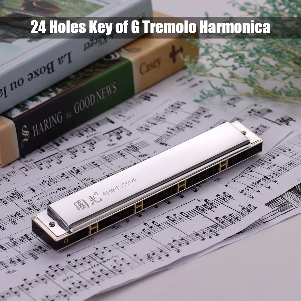 24 Отверстия Ключ G TREMOLO Master Губная гармошка из нержавеющей стали мундора профессиональные гармоники с чехлом и чистящей тканью