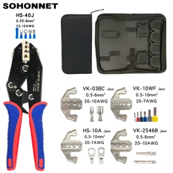 Jeu de pinces à sertir, mâchoires à changement rapide pour tubes/prises/bornes isolées, Mini outils de serrage de câbles électriques multifonctionnels 