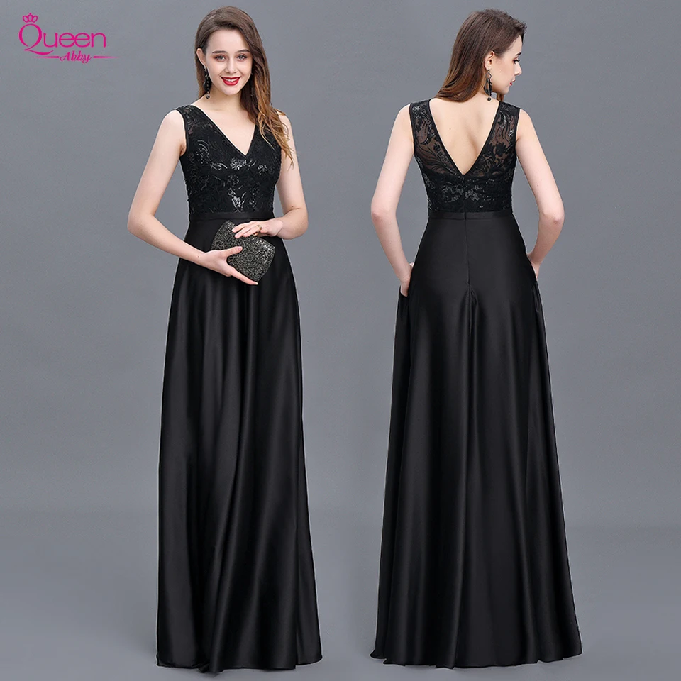 

Long Dress Evening Dress Chiffon A-line Double V-neck Floor Length Straps Elegant Evening Party Gowns with Sequins Wedding Guest