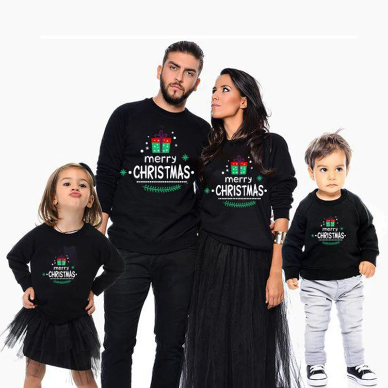 

Sweatshirt Fashion Family Long Sleeves Clothing Cartoon Christmas Thickening Family Matching Outfits Children Baby Kids Girl