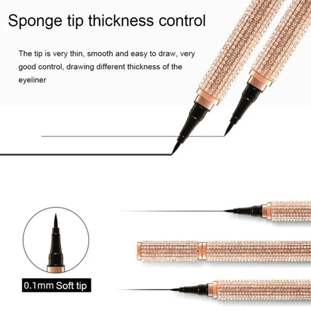Подводка для глаз ручка Звездный бриллиант Сияющий макияж глаз черный Водонепроницаемый стойкий быстросохнущая Золотая ровная кисточка для подведения глаз легко носить красота