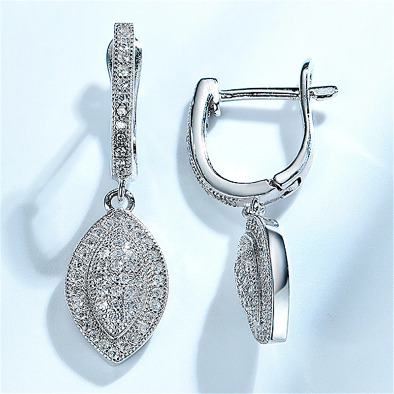

DY 925 Sterling Sliver Earring Created CZ Dangle Drop Unique Charm Love Token Earring For Female Wedding Engagement Fine Jewelry