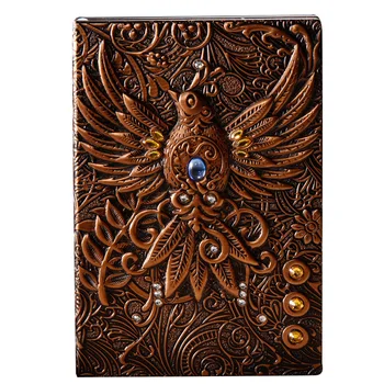 A5 Retro Notebook 3D Engraving Effect PU Travel NoteBook Bird Printing Decoration Diary Exquisite Gift Back To School Book 1