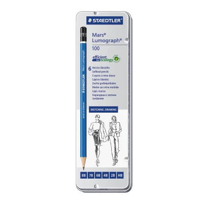 6 Degrees 1 Набор Staedtler Lumograph графит рисунок эскизов карандаши 100 G12 6/12/20/24 градуса Олово чехол студент письменный стол/товары для рукоделия - Цвет: 6 Degrees